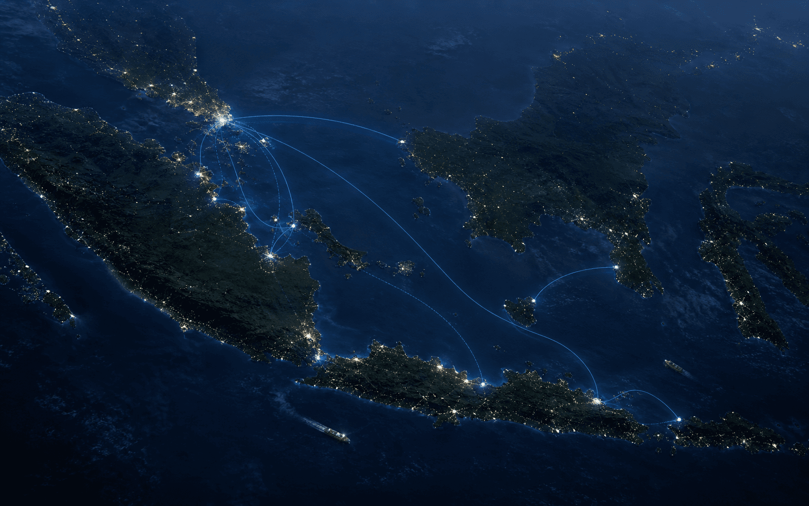 Aerial maritime network connecting Singapore with regional Indonesian destinations